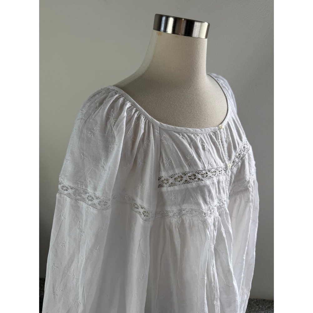 NEW Old Navy Womens Plus 4X White Embroidered Peasant Blouse Eyelet Boho Top - Picture 9 of 12